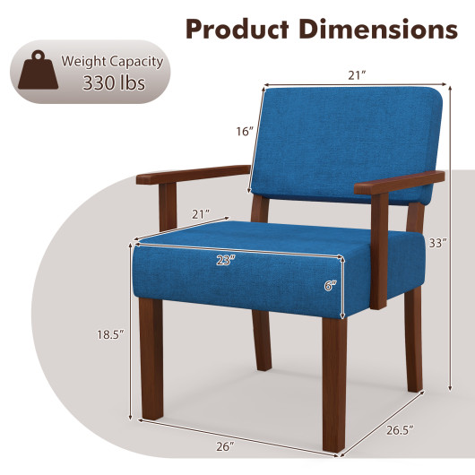 Mid-Century Linen Accent Chair with Ergonomic Backrest and Armrests 4 Mid-Century Linen Accent Chair with Ergonomic Backrest and Armrests - Image 4