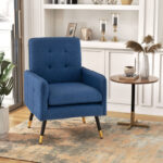 Ergonomic Linen Accent Chair with Removable Cushion and Metal Legs 8 Ergonomic Linen Accent Chair with Removable Cushion and Metal Legs