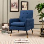 Ergonomic Linen Accent Chair with Removable Cushion and Metal Legs 9 Ergonomic Linen Accent Chair with Removable Cushion and Metal Legs