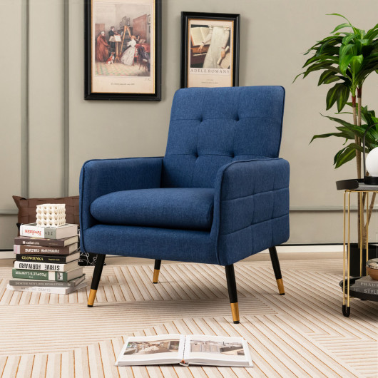 Ergonomic Linen Accent Chair with Removable Cushion and Metal Legs 2 Ergonomic Linen Accent Chair with Removable Cushion and Metal Legs - Image 2