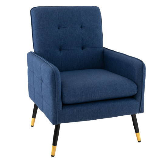 Ergonomic Linen Accent Chair with Removable Cushion and Metal Legs 3 Ergonomic Linen Accent Chair with Removable Cushion and Metal Legs - Image 3