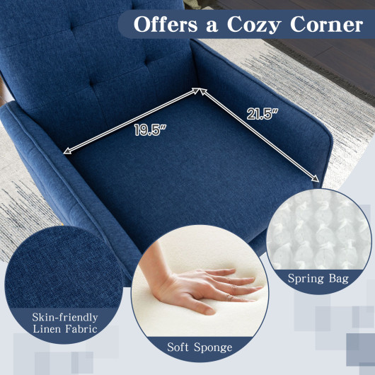 Ergonomic Linen Accent Chair with Removable Cushion and Metal Legs 6 Ergonomic Linen Accent Chair with Removable Cushion and Metal Legs - Image 6