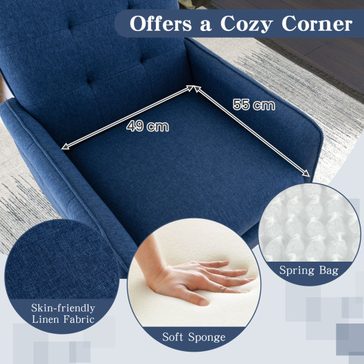 Ergonomic Linen Accent Chair with Removable Cushion and Metal Legs 7 Ergonomic Linen Accent Chair with Removable Cushion and Metal Legs - Image 7