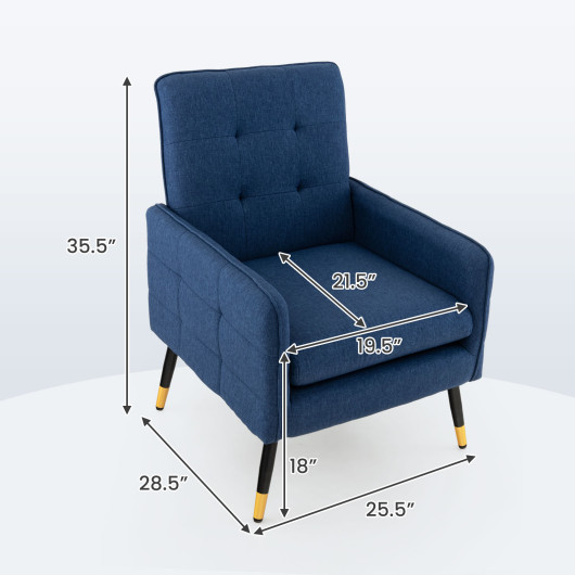 Ergonomic Linen Accent Chair with Removable Cushion and Metal Legs 4 Ergonomic Linen Accent Chair with Removable Cushion and Metal Legs - Image 4