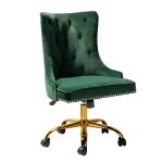 Lisa Green Velvet Tufted Swivel Nailhead Trim Task Chair 7 Lisa Green Velvet Tufted Swivel Nailhead Trim Task Chair