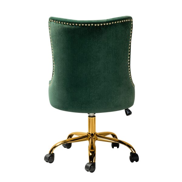 Lisa Green Velvet Tufted Swivel Nailhead Trim Task Chair 3