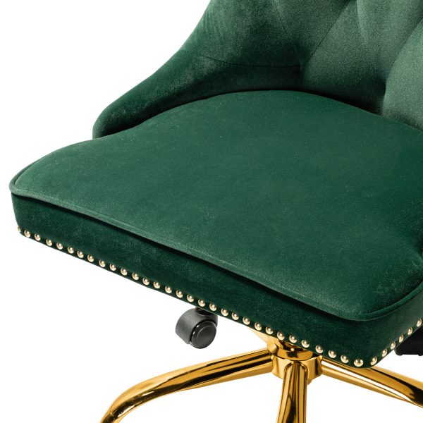 Lisa Green Velvet Tufted Swivel Nailhead Trim Task Chair 4