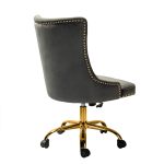 Lisa Grey Velvet Tufted Swivel Nailhead Trim Task Chair 8 Lisa Grey Velvet Tufted Swivel Nailhead Trim Task Chair