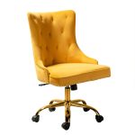 Lisa Mustard Velvet Tufted Nailhead Swivel Task Chair 7 Lisa Mustard Velvet Tufted Nailhead Swivel Task Chair