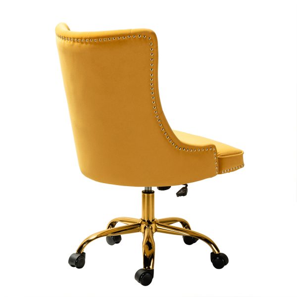 Lisa Mustard Velvet Tufted Nailhead Swivel Task Chair 2