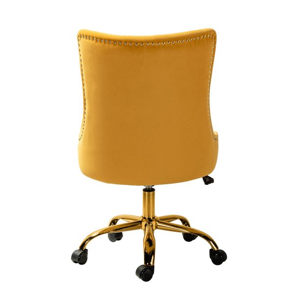 Lisa Mustard Velvet Tufted Nailhead Swivel Task Chair 3