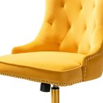 Lisa Mustard Velvet Tufted Nailhead Swivel Task Chair 10 Lisa Mustard Velvet Tufted Nailhead Swivel Task Chair