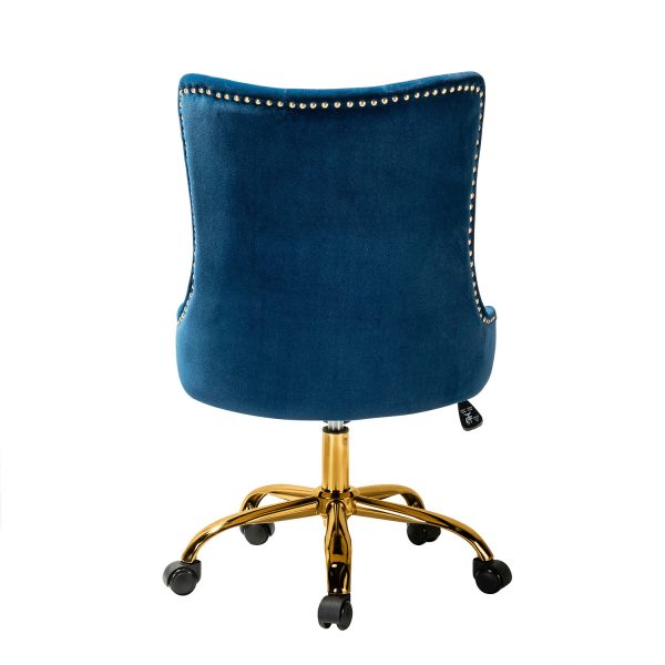 Lisa Navy Velvet Tufted Nailhead Trim Swivel Task Chair 3