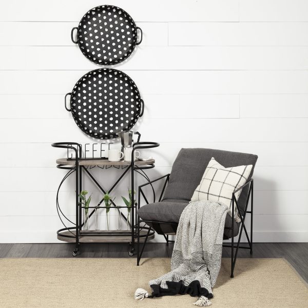 Lito Set of 2 Black Woven Metal Round Serving Trays 2