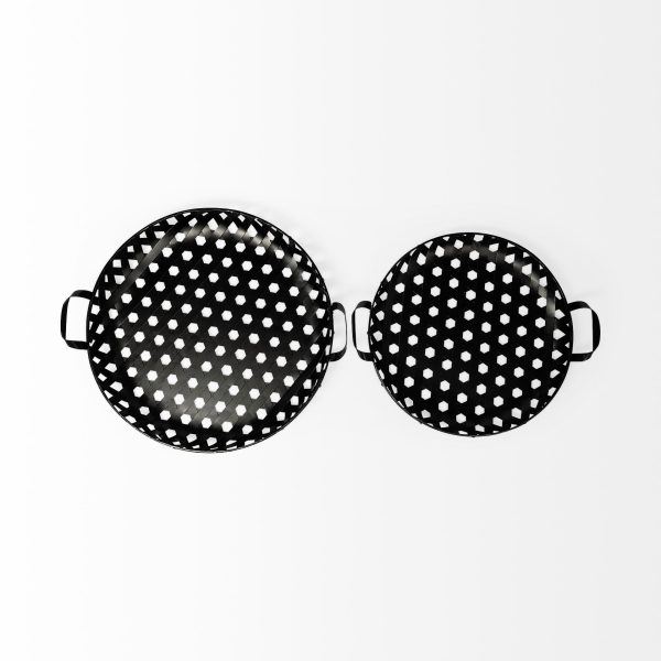 Lito Set of 2 Black Woven Metal Round Serving Trays 4