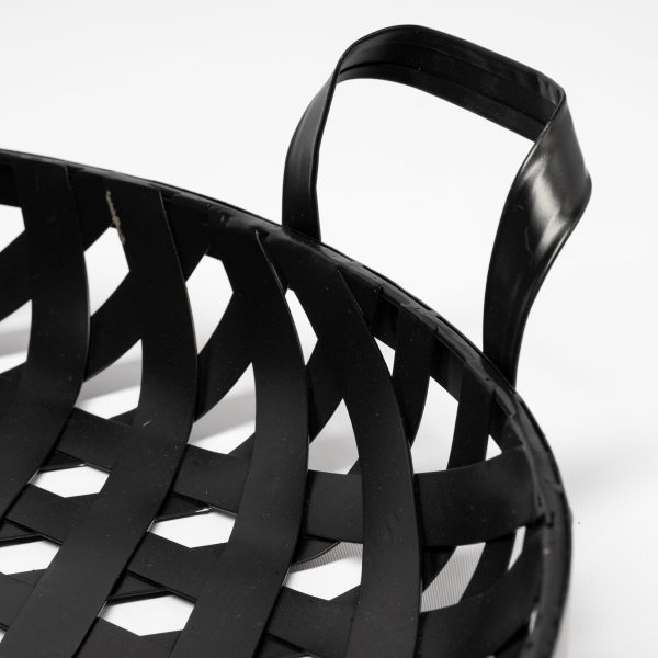 Lito Set of 2 Black Woven Metal Round Serving Trays 7