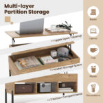 Lift-Top Coffee Table with Storage and Metal Legs Natural