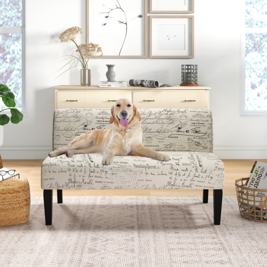 Multicolor Armless Loveseat Sofa with Wooden Legs for Living Room
