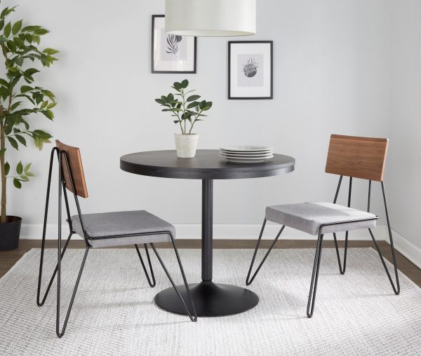 Loft Mid Century Modern Black Metal Grey Chair Set of 2 2