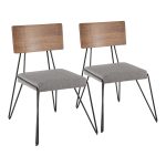 Loft Mid-Century Modern Black Metal Grey Chair (Set of 2) 16 Loft Mid-Century Modern Black Metal Grey Chair (Set of 2)