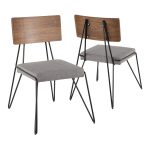 Loft Mid-Century Modern Black Metal Grey Chair (Set of 2) 17 Loft Mid-Century Modern Black Metal Grey Chair (Set of 2)