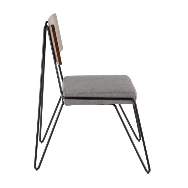 Loft Mid Century Modern Black Metal Grey Chair Set of 2 6