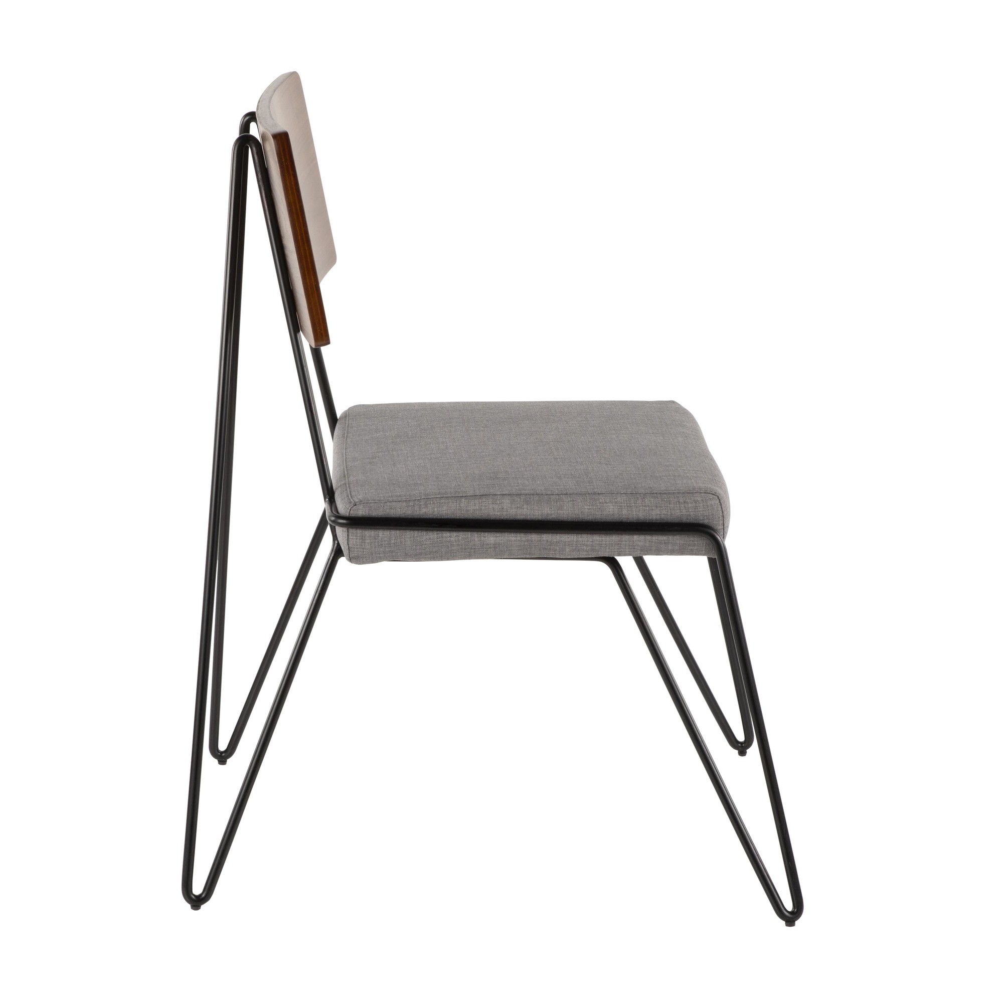 Loft Mid-Century Modern Black Metal Grey Chair (Set of 2) 6 Loft Mid-Century Modern Black Metal Grey Chair (Set of 2) - Image 6