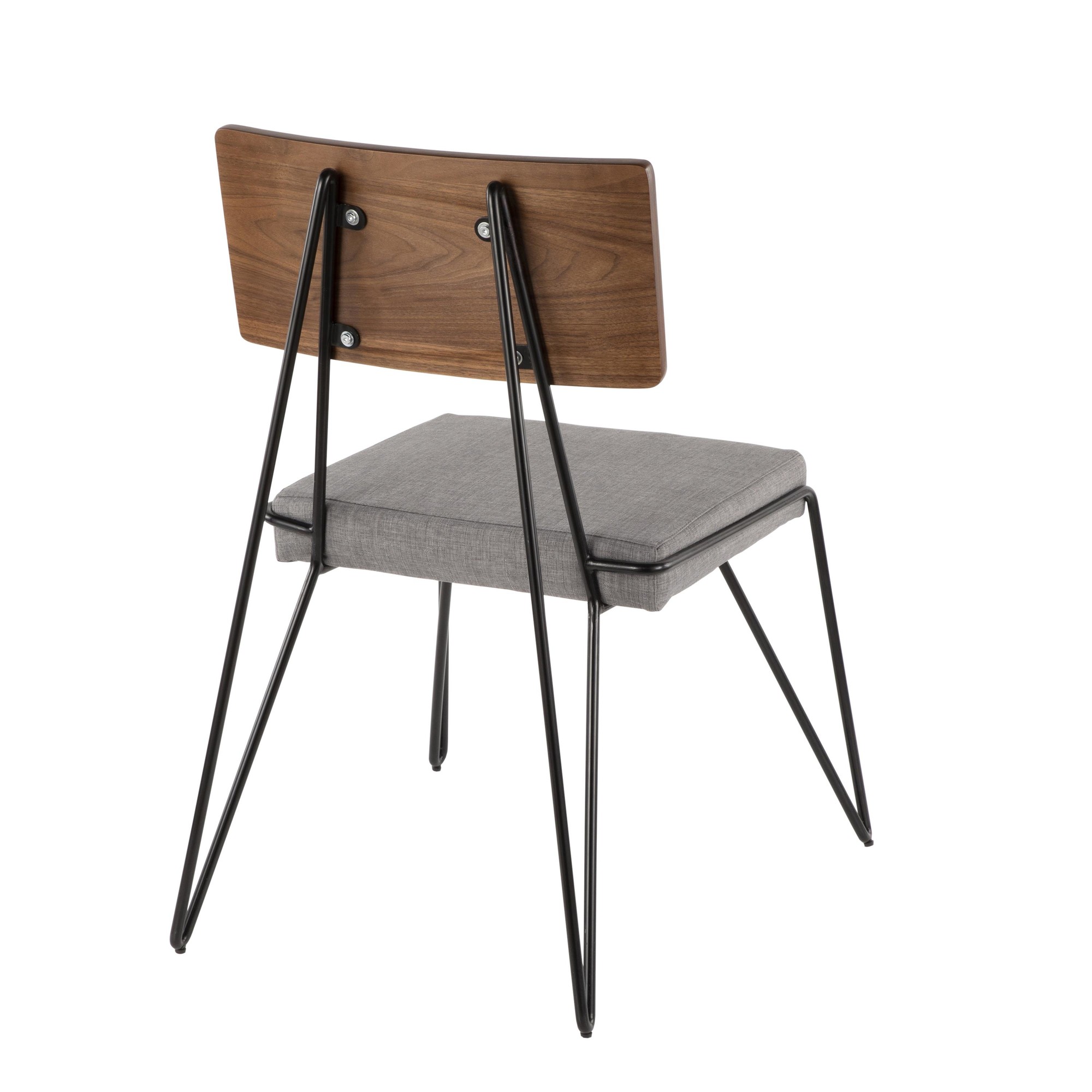 Loft Mid-Century Modern Black Metal Grey Chair (Set of 2) 7 Loft Mid-Century Modern Black Metal Grey Chair (Set of 2) - Image 7