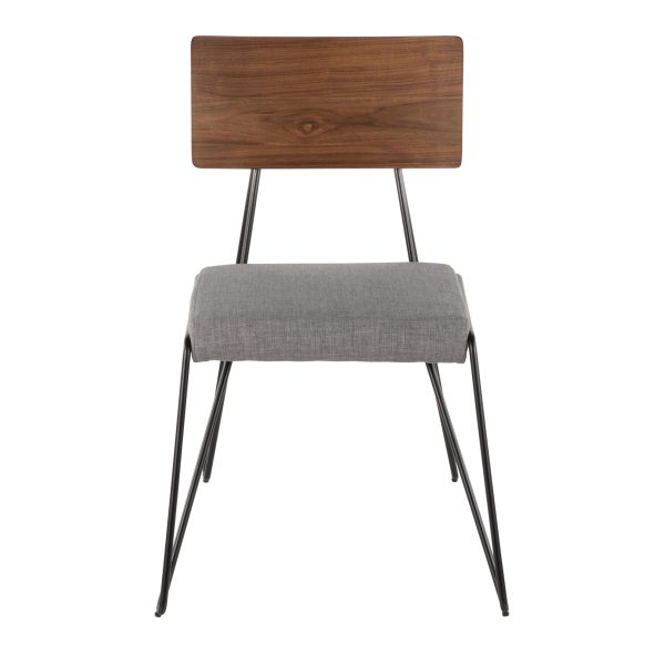 Loft Mid Century Modern Black Metal Grey Chair Set of 2 9