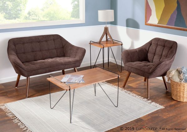 Loft Mid Century Modern Walnut Coffee Table