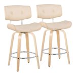 Lombardi 26-Inch Cream Mid-Century Modern Swivel Counter Stools (Set of 2) 13 Lombardi 26-Inch Cream Mid-Century Modern Swivel Counter Stools (Set of 2)