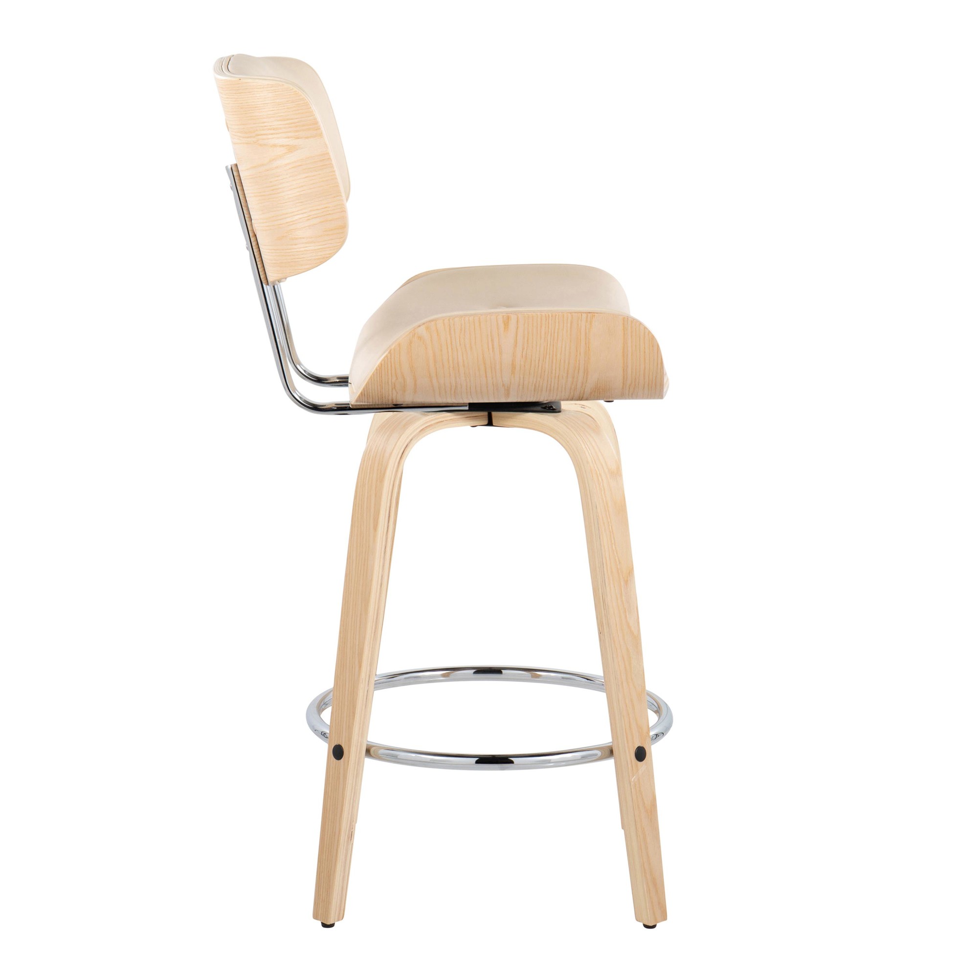 Lombardi 26-Inch Cream Mid-Century Modern Swivel Counter Stools (Set of 2) 5 Lombardi 26-Inch Cream Mid-Century Modern Swivel Counter Stools (Set of 2) - Image 5