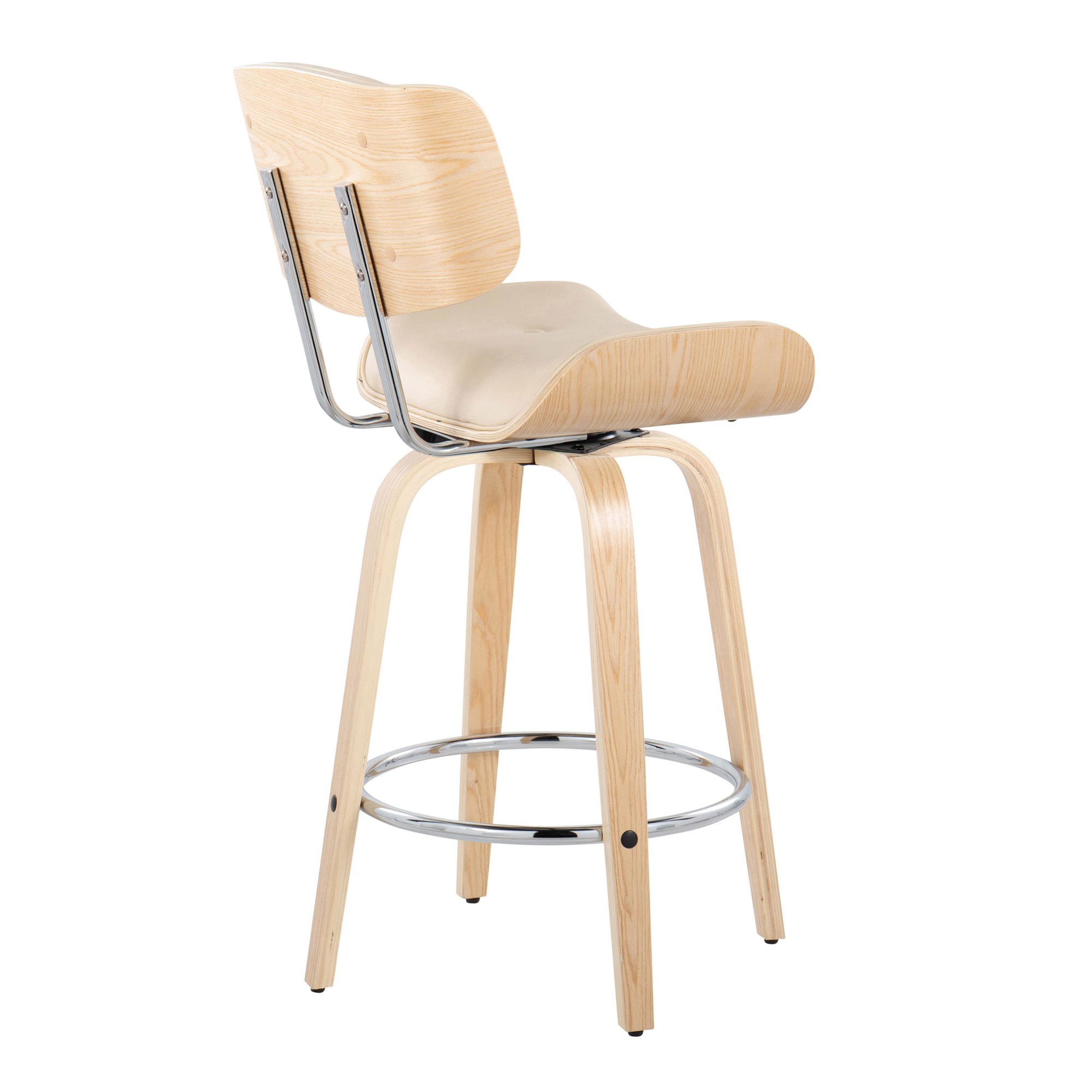 Lombardi 26-Inch Cream Mid-Century Modern Swivel Counter Stools (Set of 2) 6 Lombardi 26-Inch Cream Mid-Century Modern Swivel Counter Stools (Set of 2) - Image 6