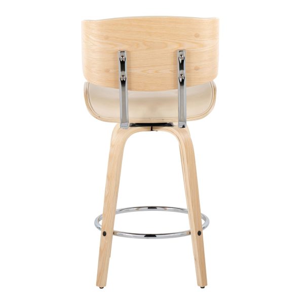 Lombardi 26 Inch Cream Mid Century Modern Swivel Counter Stools Set of 2 6