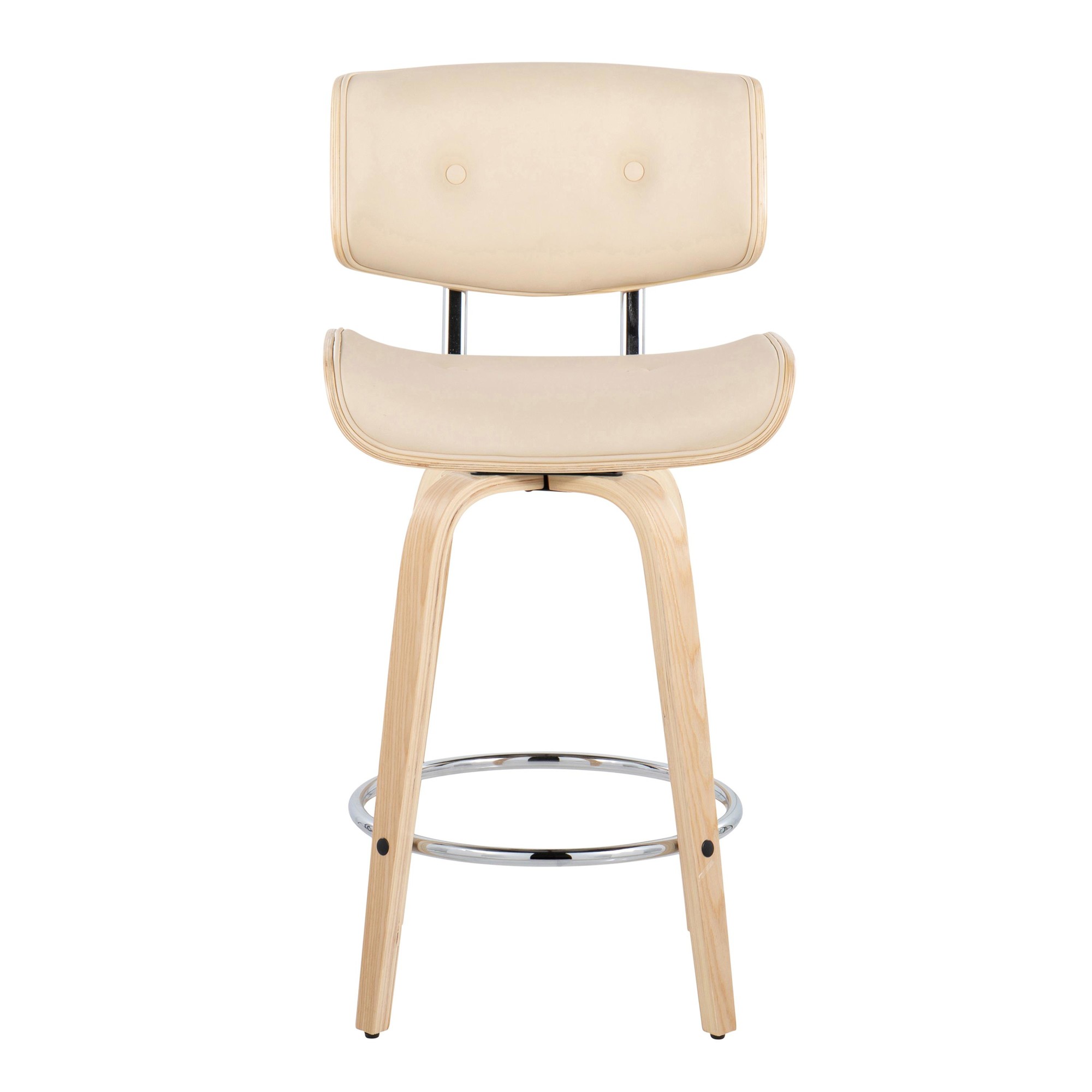 Lombardi 26-Inch Cream Mid-Century Modern Swivel Counter Stools (Set of 2) 8 Lombardi 26-Inch Cream Mid-Century Modern Swivel Counter Stools (Set of 2) - Image 8