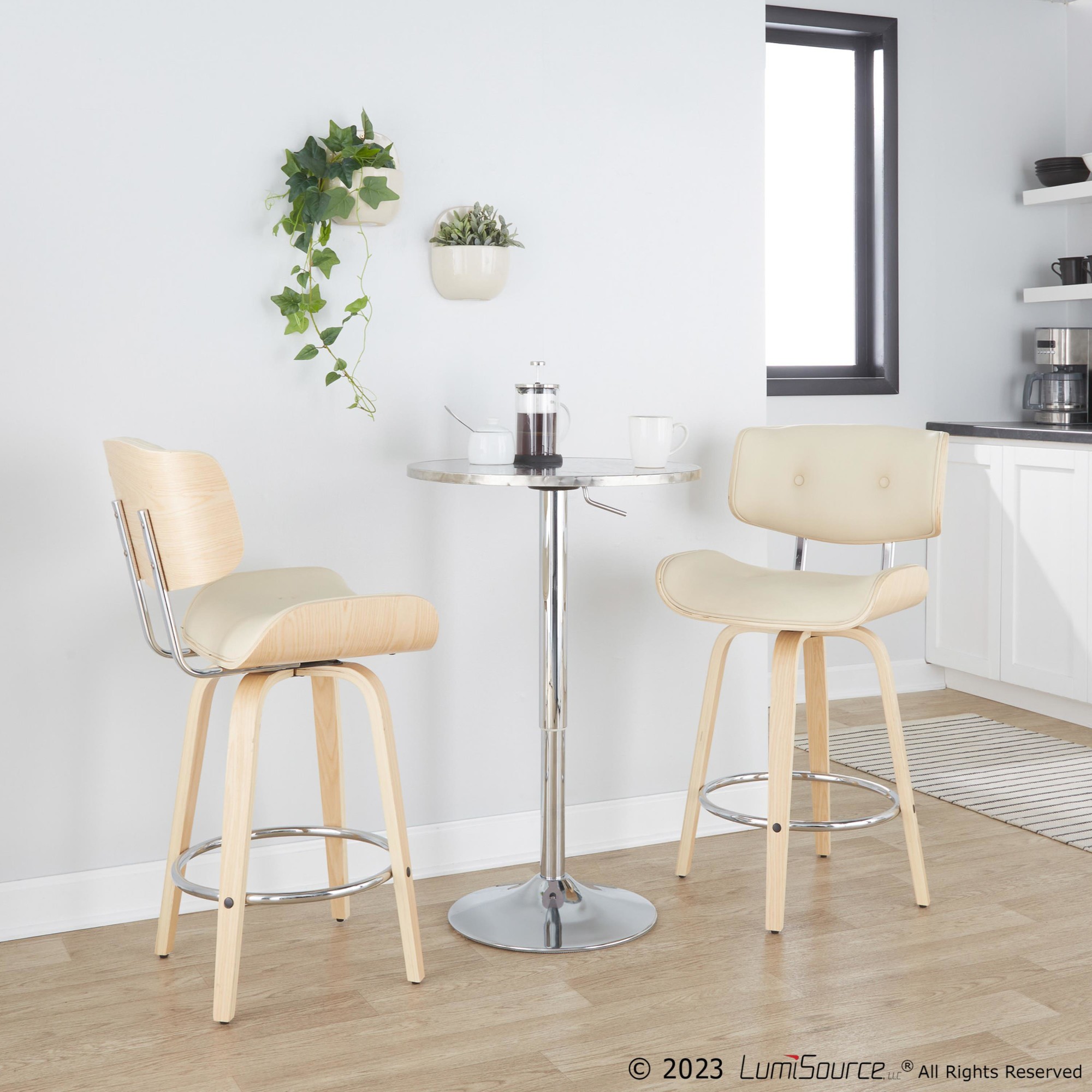 Lombardi 26-Inch Cream Mid-Century Modern Swivel Counter Stools (Set of 2) 1 Lombardi 26-Inch Cream Mid-Century Modern Swivel Counter Stools (Set of 2)