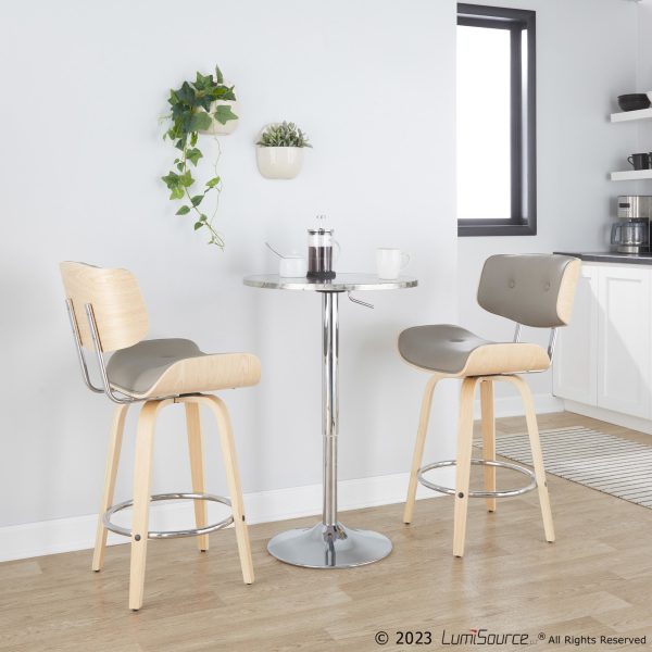 Lombardi 26 Inch Mid Century Modern Swivel Counter Stools Set of 2 1