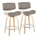 Lombardi 26-Inch Mid-Century Modern Swivel Counter Stools (Set of 2)