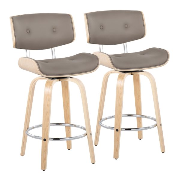 Lombardi 26 Inch Mid Century Modern Swivel Counter Stools Set of 2 2
