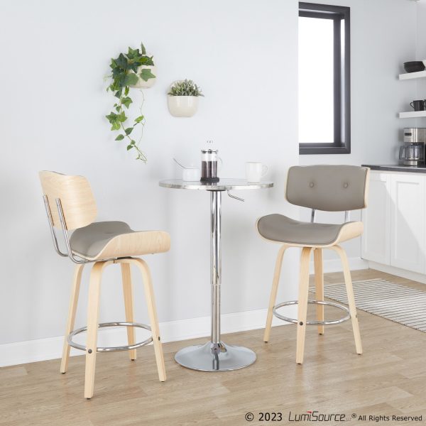 Lombardi 26 Inch Mid Century Modern Swivel Counter Stools Set of 2