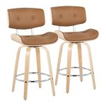 Lombardi 26-Inch Mid-Century Swivel Counter Stools Camel (Set of 2)