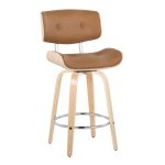 Lombardi 26-Inch Mid-Century Swivel Counter Stools Camel (Set of 2)