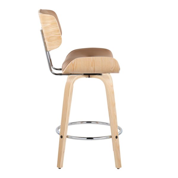 Lombardi 26 Inch Mid Century Swivel Counter Stools Camel Set of 2 4