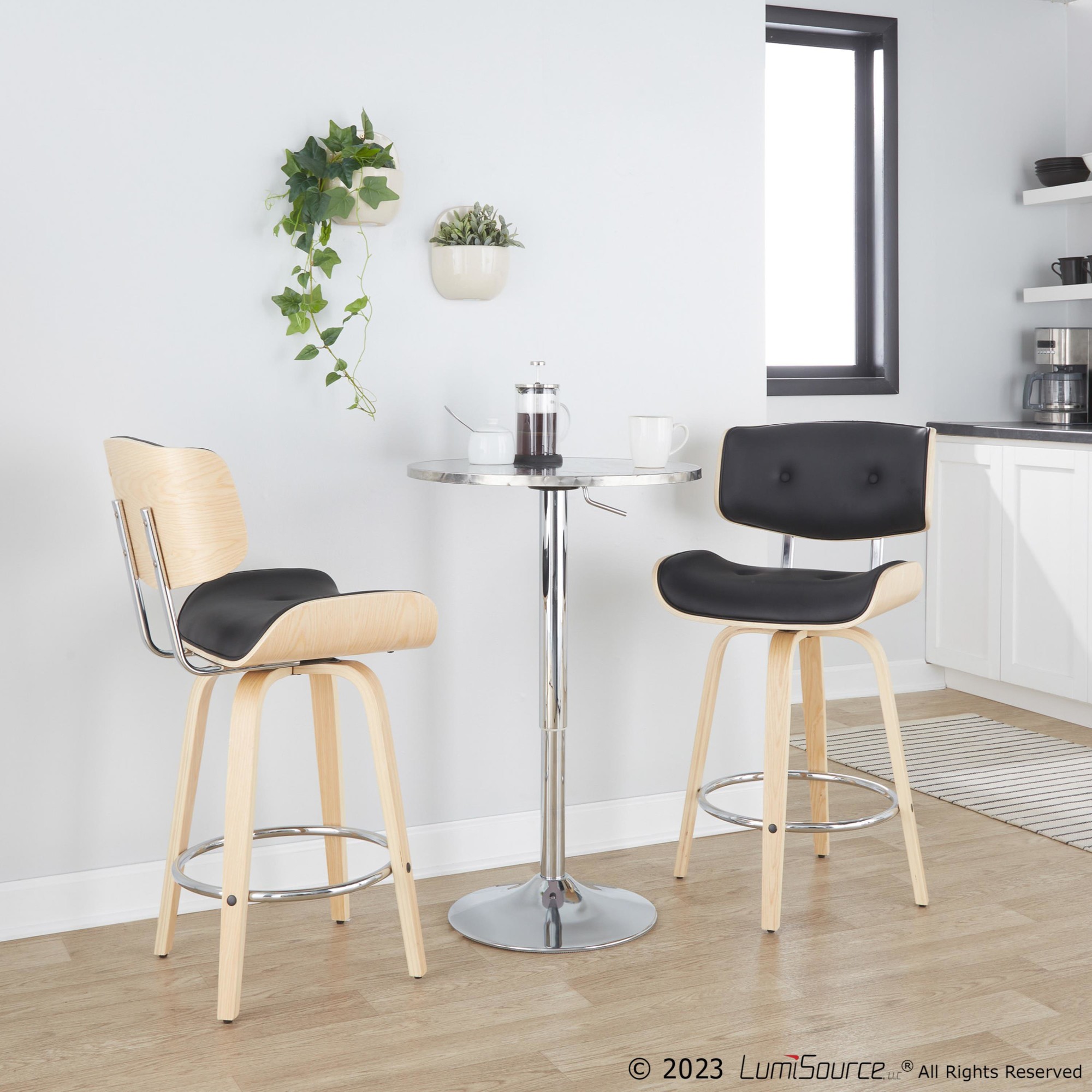 Lombardi 26 Mid-Century Modern Black Swivel Counter Stools (Set of 2) 2 Lombardi 26 Mid-Century Modern Black Swivel Counter Stools (Set of 2) - Image 2
