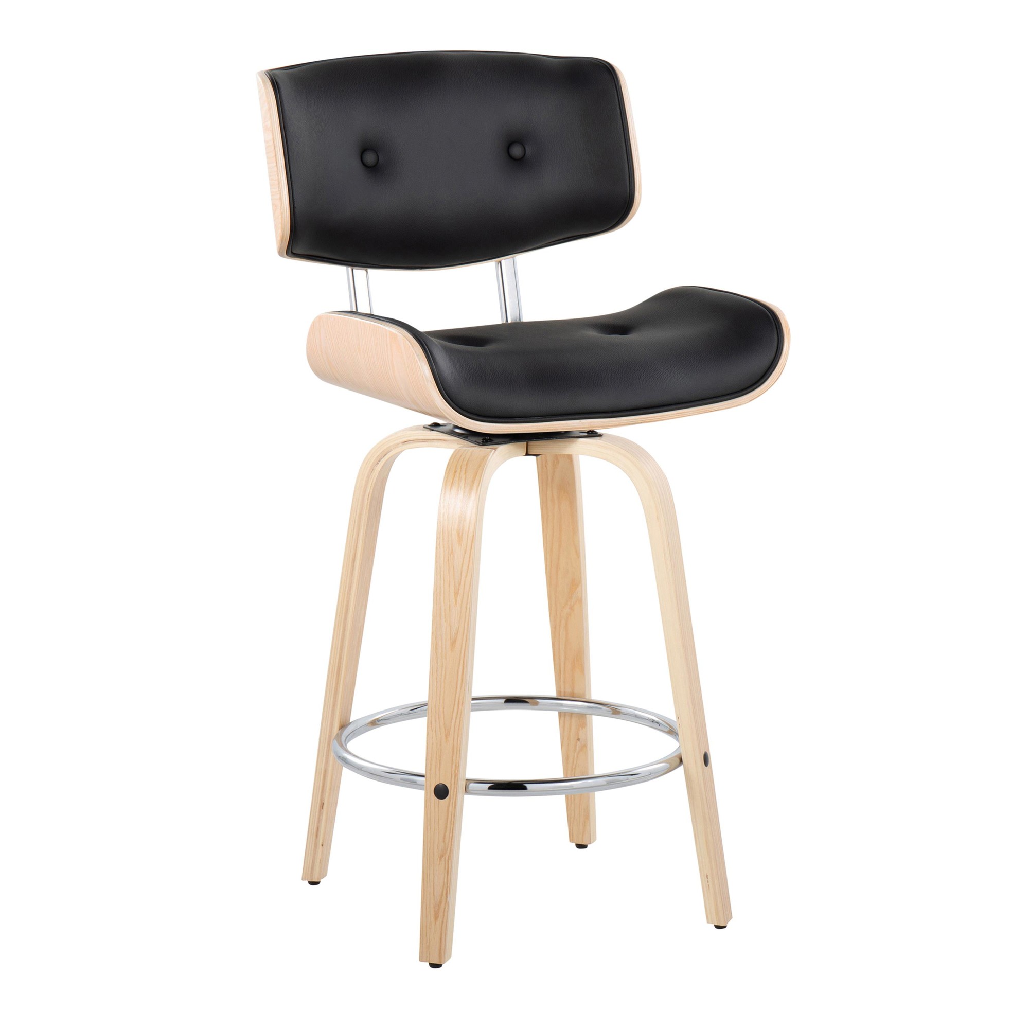 Lombardi 26 Mid-Century Modern Black Swivel Counter Stools (Set of 2) 4 Lombardi 26 Mid-Century Modern Black Swivel Counter Stools (Set of 2) - Image 4