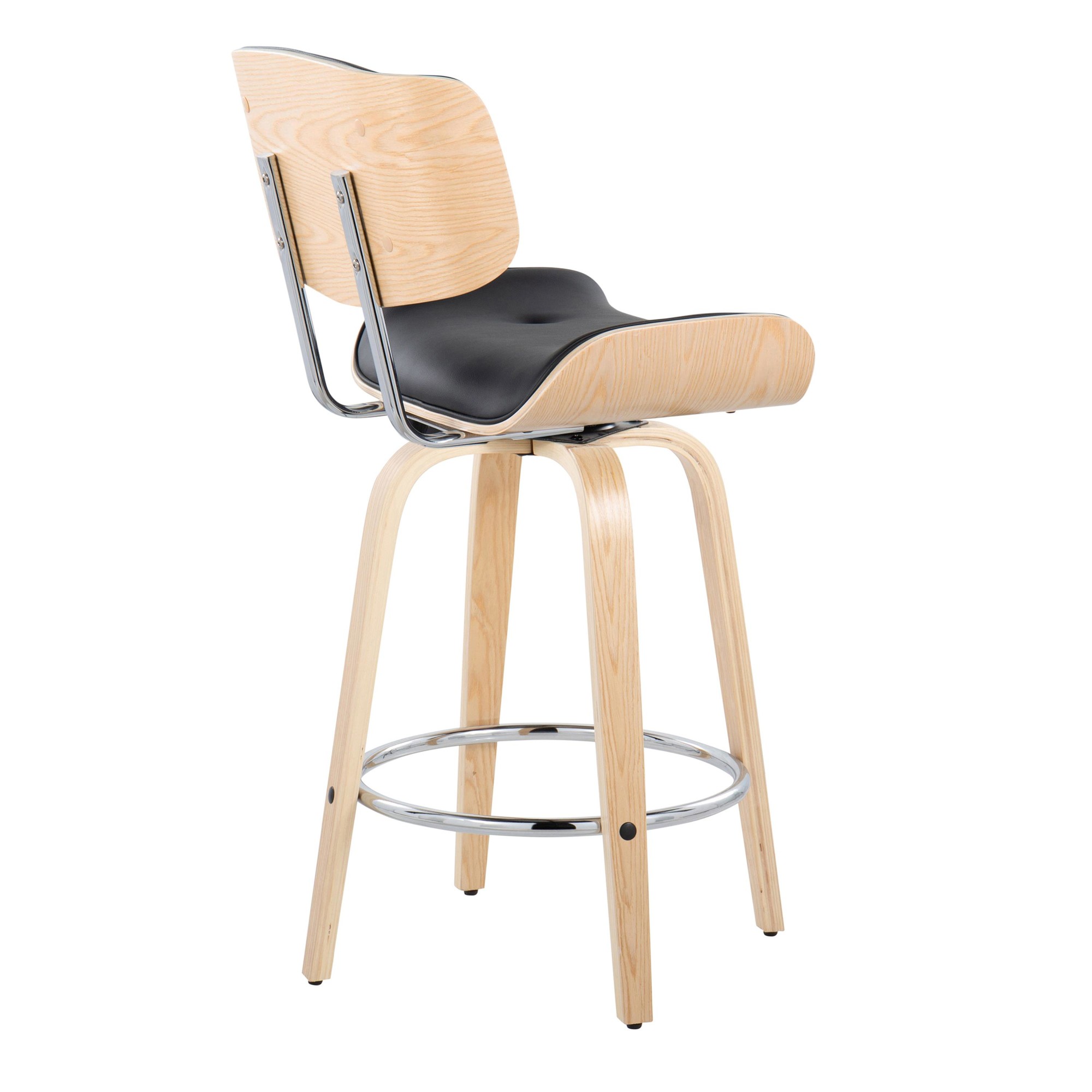 Lombardi 26 Mid-Century Modern Black Swivel Counter Stools (Set of 2) 6 Lombardi 26 Mid-Century Modern Black Swivel Counter Stools (Set of 2) - Image 6