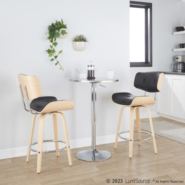 Lombardi 26 Mid Century Modern Black Swivel Counter Stools Set of 2