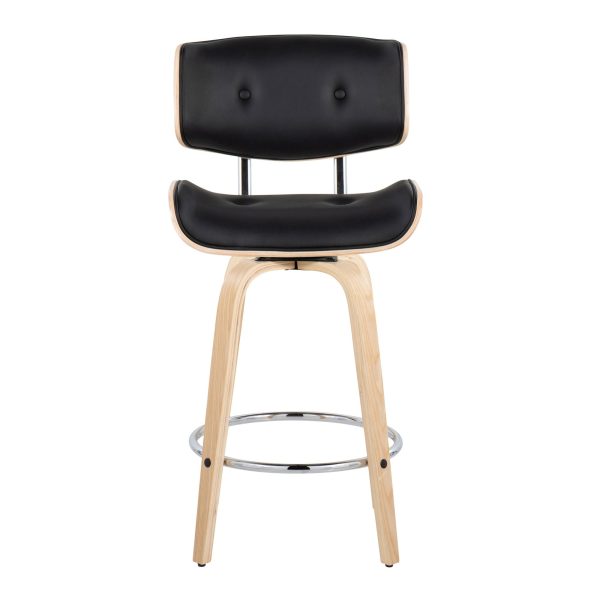 Lombardi 26 Mid Century Modern Black Swivel Counter Stools Set of 2 7