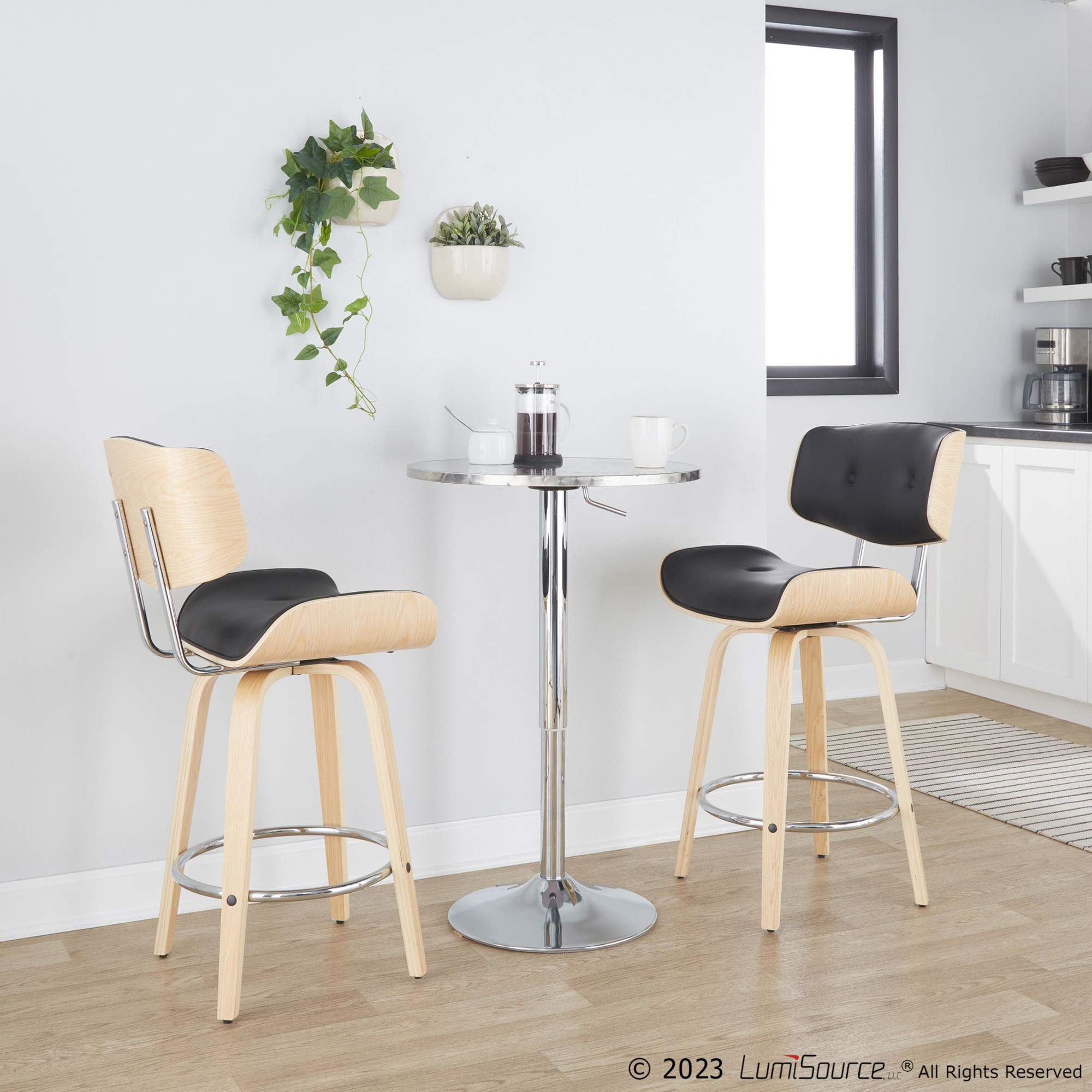 Lombardi 26 Mid-Century Modern Black Swivel Counter Stools (Set of 2) 1 Lombardi 26 Mid-Century Modern Black Swivel Counter Stools (Set of 2)