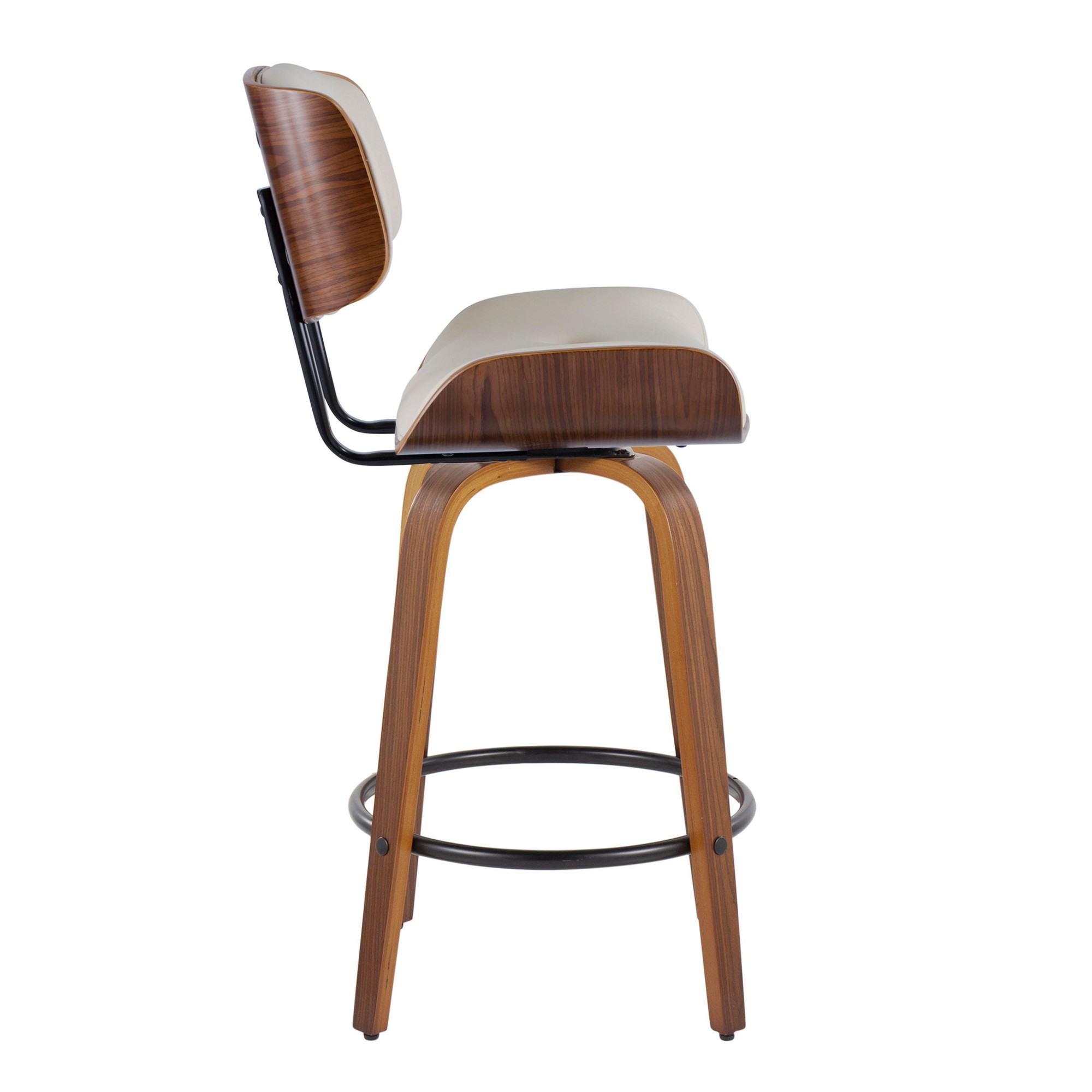 Lombardi 26 Mid-Century Modern Cream Swivel Counter Stools (Set of 2) 5 Lombardi 26 Mid-Century Modern Cream Swivel Counter Stools (Set of 2) - Image 5